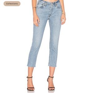 RE/DONE Originals relaxed crop frayed slim high rise boyfriend jeans size 24